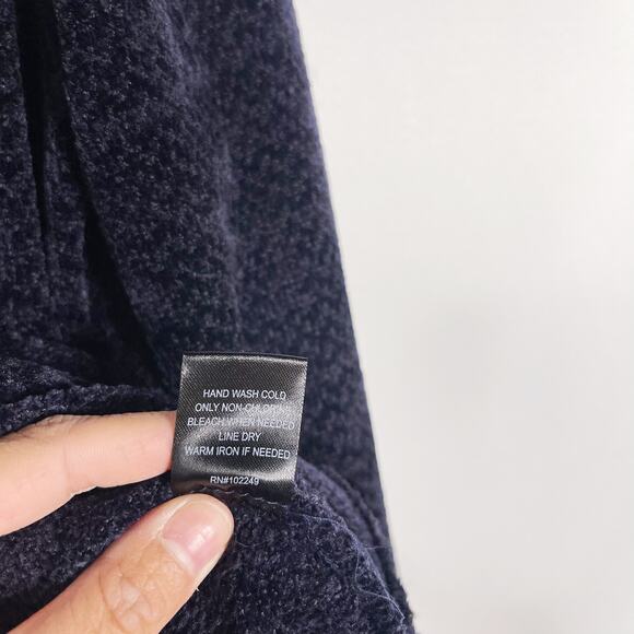 Skies Are Blue Medium M Navy Blue Velvet Texture Twist Front Sweater Crew Neck - Picture 8 of 8